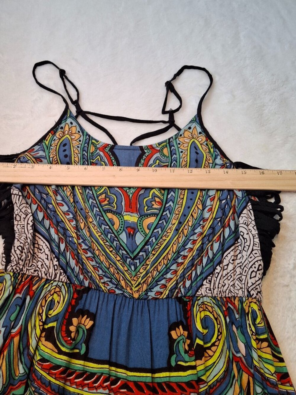 Angie Maxi Dress Sz M Strappy Colorful Boho Festival Sundress Hippie - Picture 11 of 13